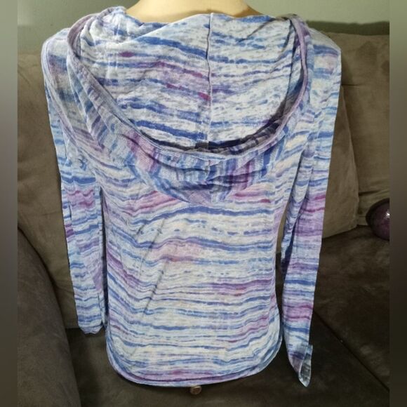 Jockey lightweight semi-sheer Blue/Purple/White v-neck hoody. - Picture 4 of 6